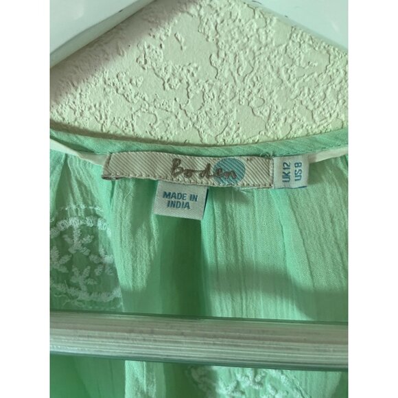 Boden Womens Mint Green Button-Up Embroidered Cotton Top Blouse Sz 8 Lightweight - Picture 3 of 9